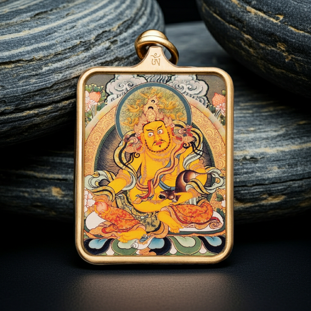 Yellow Jambhala Thangka Pendant – Ethical Wealth & Prosperity Amplifier