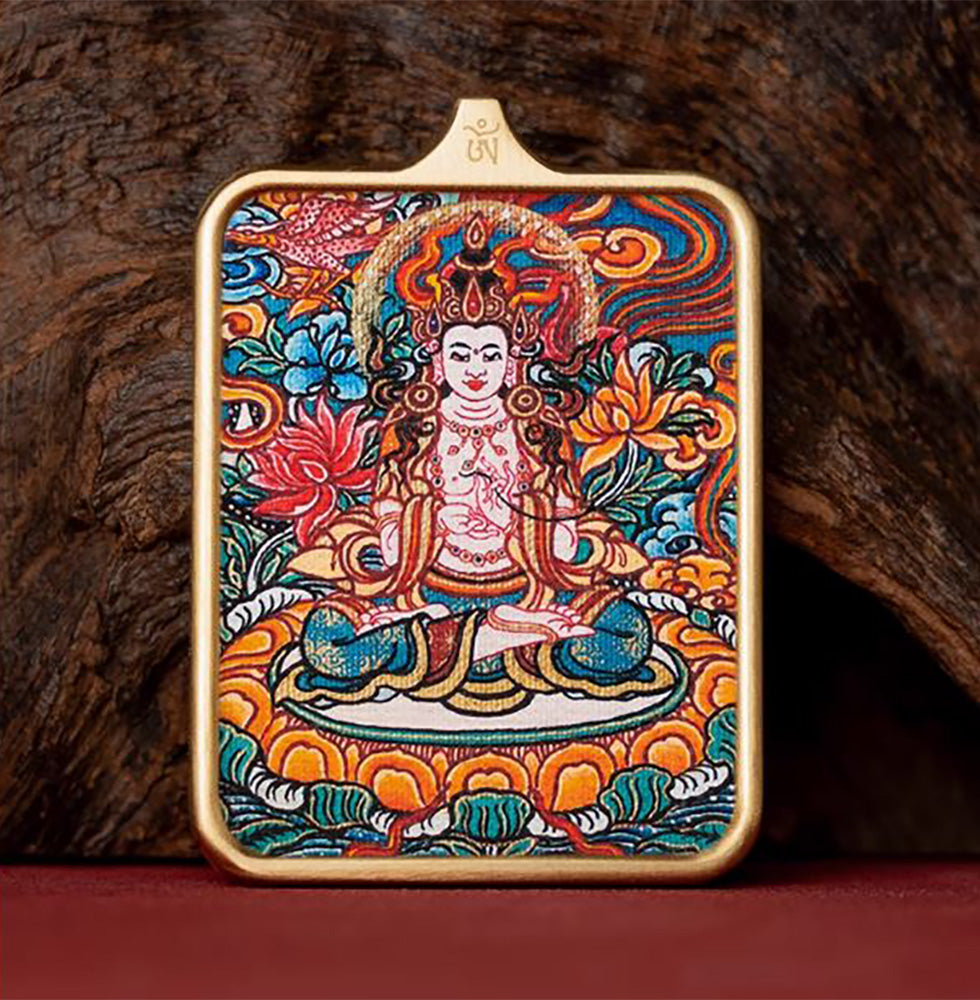 (Wisdom & Protection) (Chinese Zodiac Horse) Mahasthamaprapta Tibetan Thangka Pendant Necklace