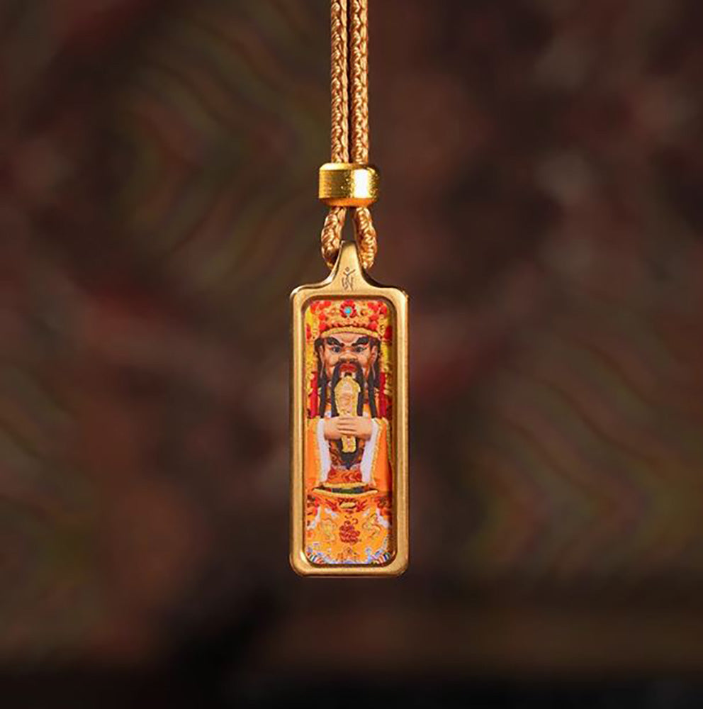(Wealth & Good Fortune) Dragon King's Fifth Prince Tibetan Thangka Small Pendant Necklace