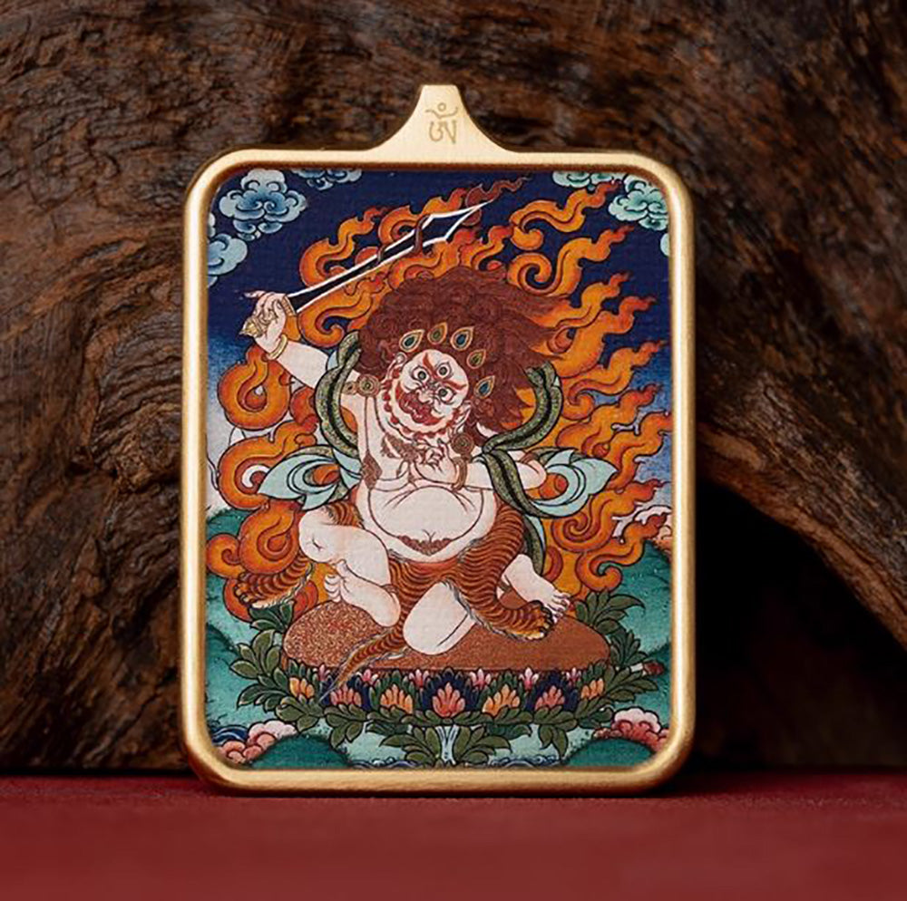(Karma & Protection) (Chinese Zodiac Rooster) Acala Tibetan Thangka Pendant Necklace