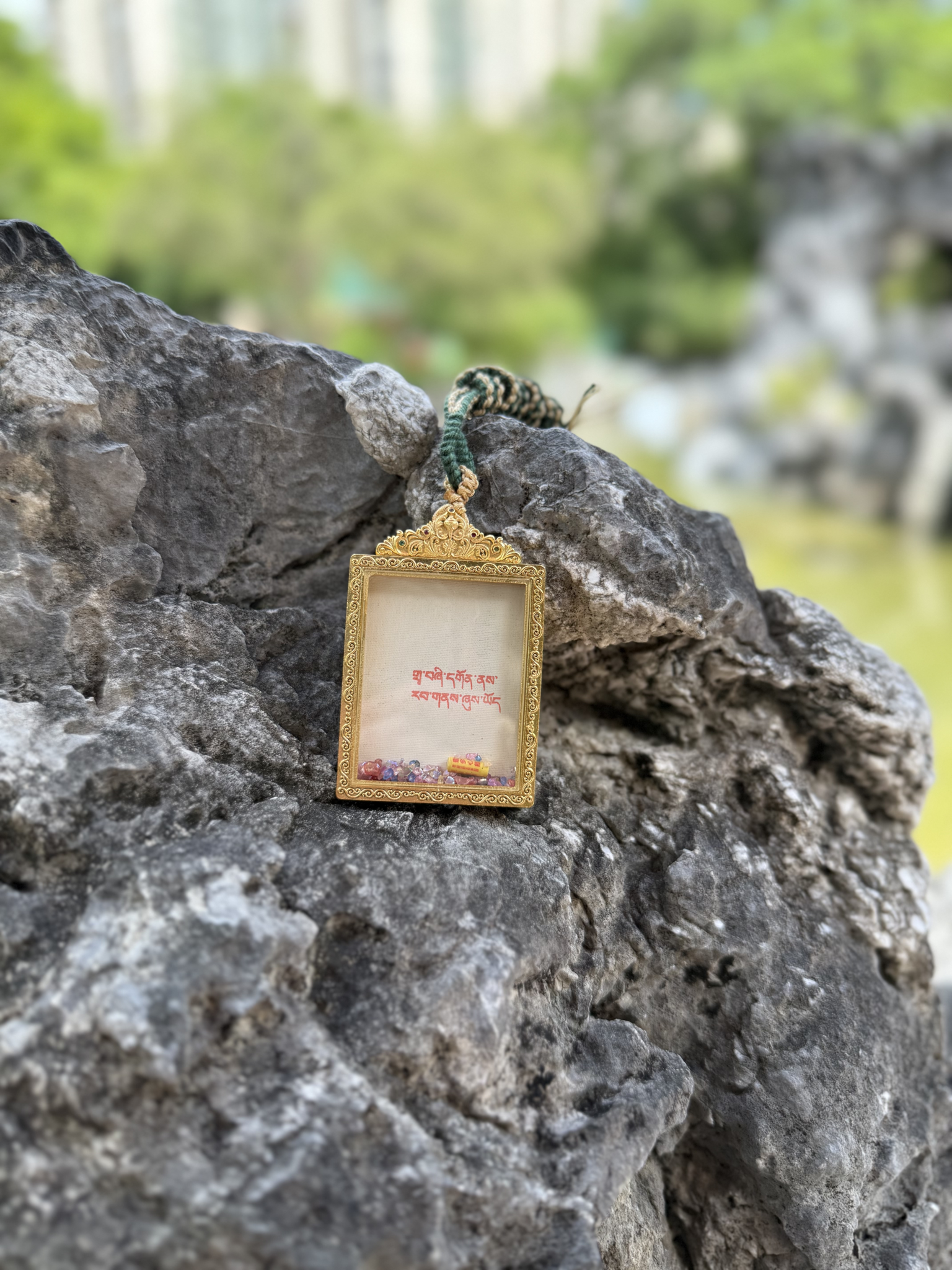 (Good Fortune & Protection) Six-Armed Mahakala Tibetan Thangka Pendant Necklace