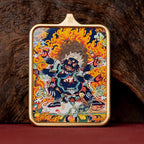 (Good Fortune & Protection) Six-Armed Mahakala Tibetan Thangka Pendant Necklace