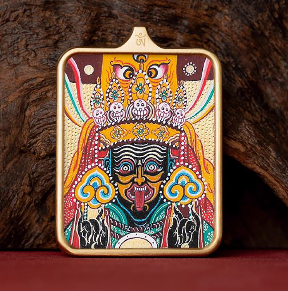 (Wealth & Protection) Zashi Lhamo Tibetan Thangka Pendant Necklace
