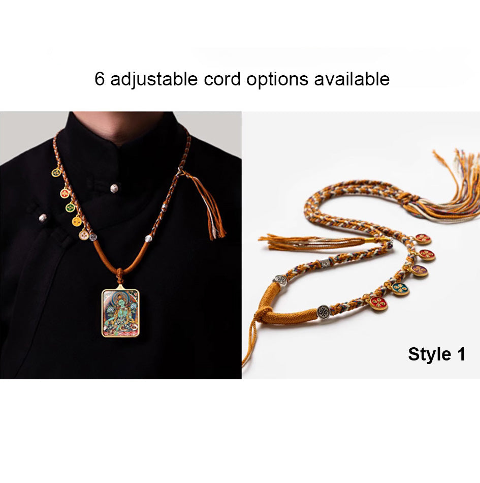 (Good Fortune & Karmic) Cundi Bodhisattva Tibetan Thangka Pendant Necklace