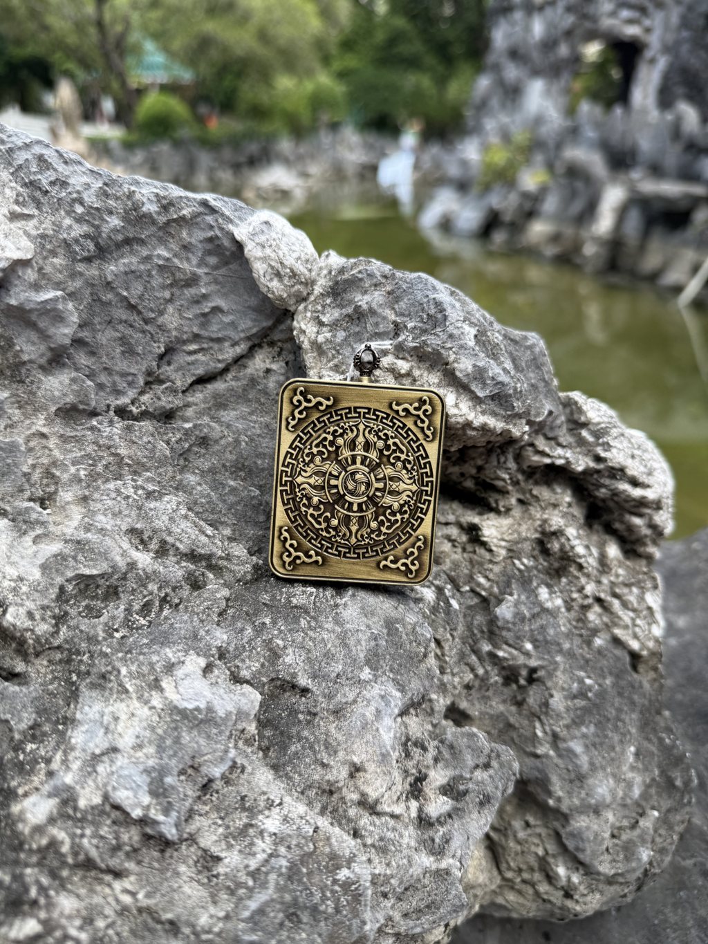 (Wisdom & Peace) (Chinese Zodiac Rabbit) Manjushri Bodhisattva Tibetan Thangka Pendant Necklace