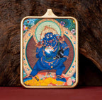 (Wealth & Good Fortune) Black Jambhala Tibetan Thangka Pendant Necklace
