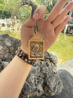 (Good Fortune & Protection) Six-Armed Mahakala Tibetan Thangka Pendant Necklace