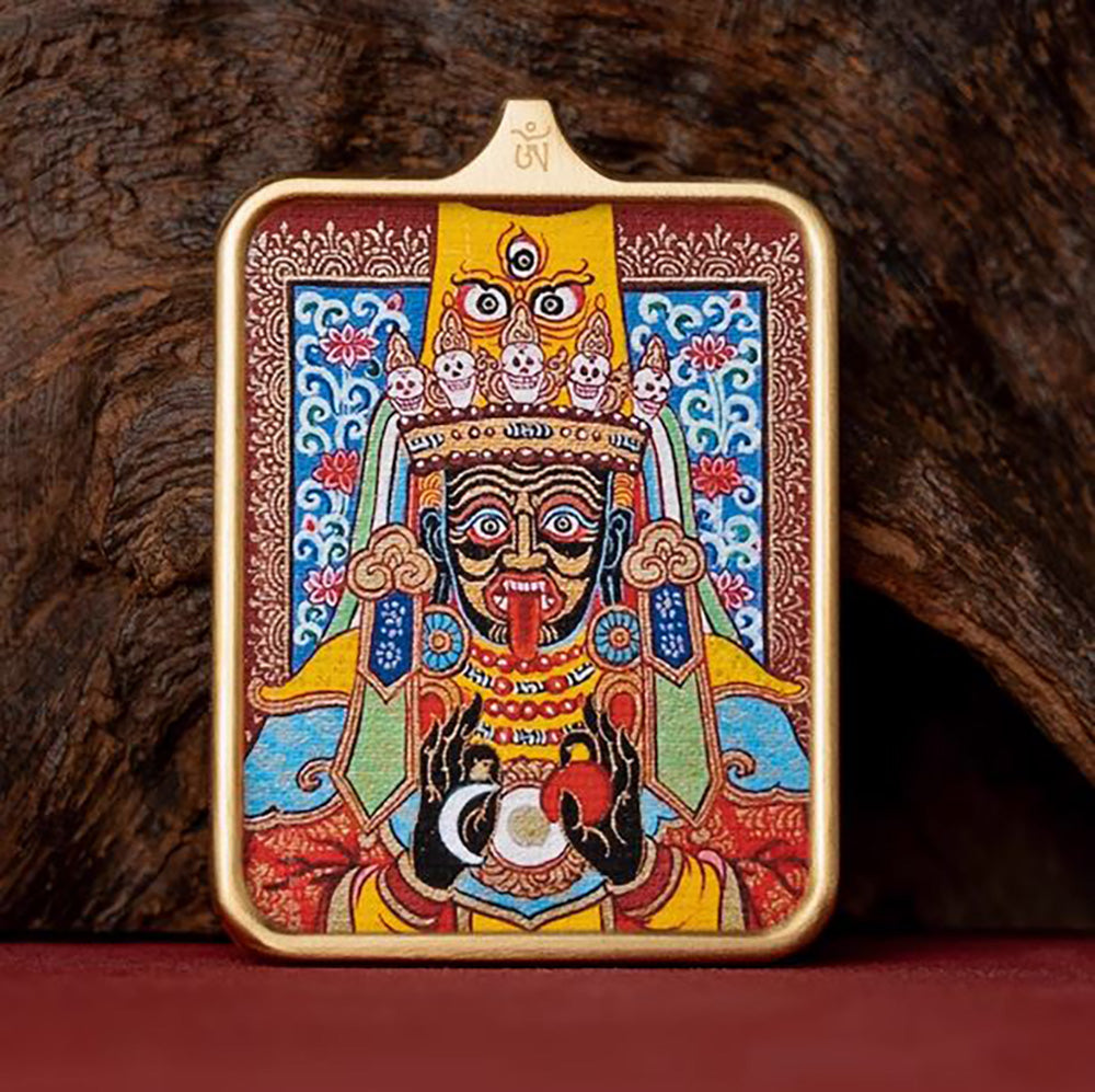 (Wealth & Protection) Zashi Lhamo Tibetan Thangka Pendant Necklace