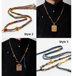 (Good Fortune & Karmic) Cundi Bodhisattva Tibetan Thangka Pendant Necklace