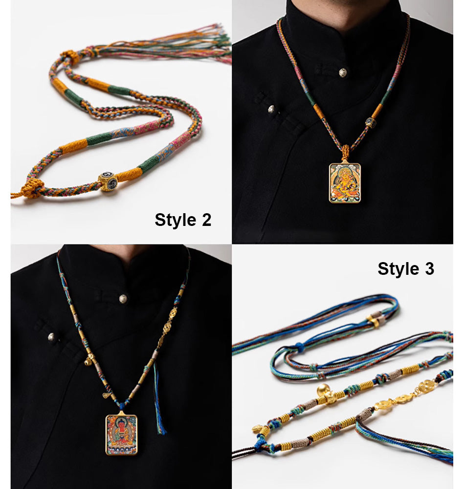 (Good Fortune & Karmic) Cundi Bodhisattva Tibetan Thangka Pendant Necklace