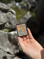 (Wisdom & Peace) (Chinese Zodiac Rabbit) Manjushri Bodhisattva Tibetan Thangka Pendant Necklace
