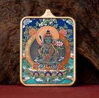 (Wisdom & Wealth) (Chinese Zodiac Ox & Tiger) Akashagarbha Bodhisattva Tibetan Thangka Pendant Necklace