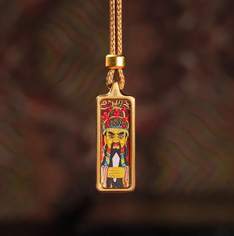 (Wealth & Good Fortune) Dragon King's Fifth Prince Tibetan Thangka Small Pendant Necklace