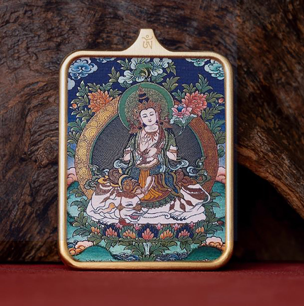 (Good Fortune) (Chinese Zodiac Dragon & Snake) Samantabhadra Tibetan Thangka Pendant Necklace