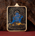 (Wealth & Good Fortune) Black Jambhala Tibetan Thangka Pendant Necklace