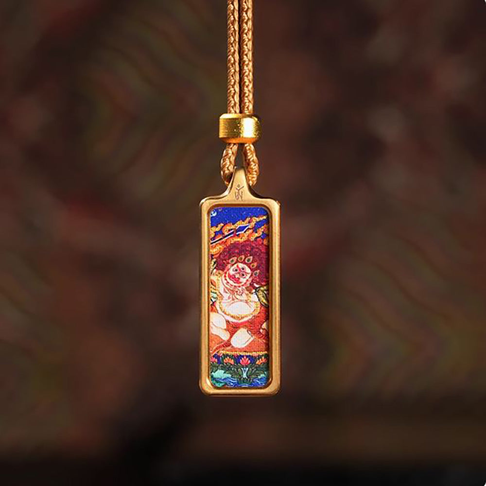 (Karmic & Protection) (Chinese Zodiac Rooster) Acala Tibetan Thangka Small Pendant Necklace