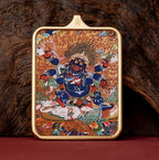 (Good Fortune & Protection) Six-Armed Mahakala Tibetan Thangka Pendant Necklace