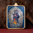 (Wealth & Good Fortune) Black Jambhala Tibetan Thangka Pendant Necklace