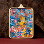 (Wealth) Five Ways Gods of Wealth Tibetan Thangka Pendant Necklace