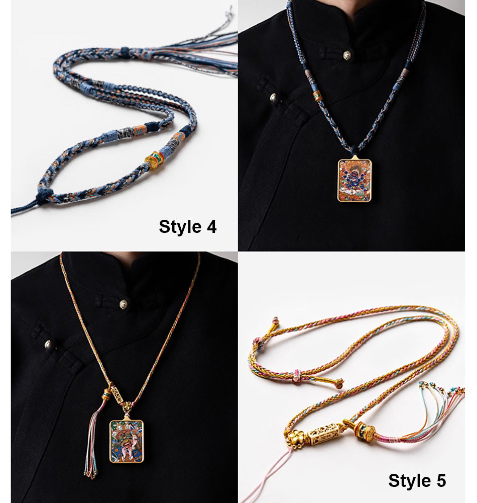 (Good Fortune & Karmic) Cundi Bodhisattva Tibetan Thangka Pendant Necklace
