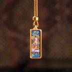 (Good Fortune) (Chinese Zodiac Dragon & Snake) Samantabhadra Tibetan Thangka Small Pendant Necklace