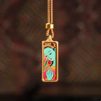 (Protection & Family) Green Tara Tibetan Thangka Small Pendant Necklace
