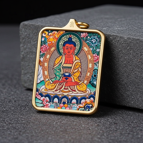 Amitabha Buddha Thangka Pendant – Pig & Dog Zodiac, Karma & Rebirth
