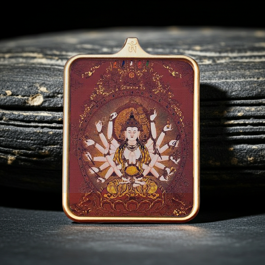 Cundi Bodhisattva Thangka Pendant – Obstacle Removal & Wish Fulfillment