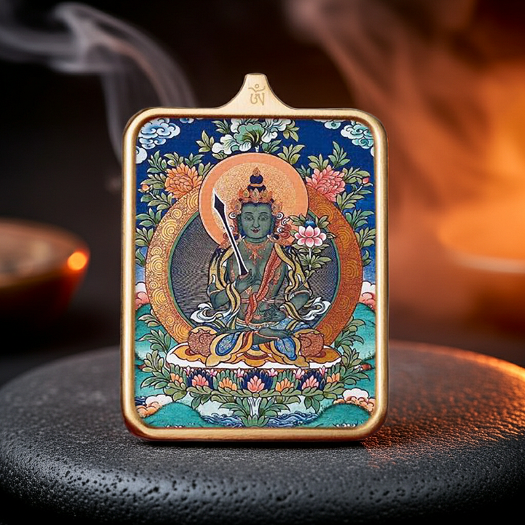 Akashagarbha Thangka Pendant – Wisdom, Prosperity & Success for Ox & Tiger