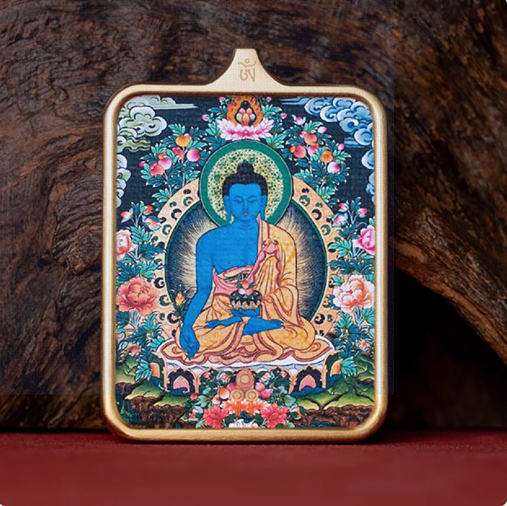 (Health) Medicine Buddha Tibetan Thangka Pendant Necklace