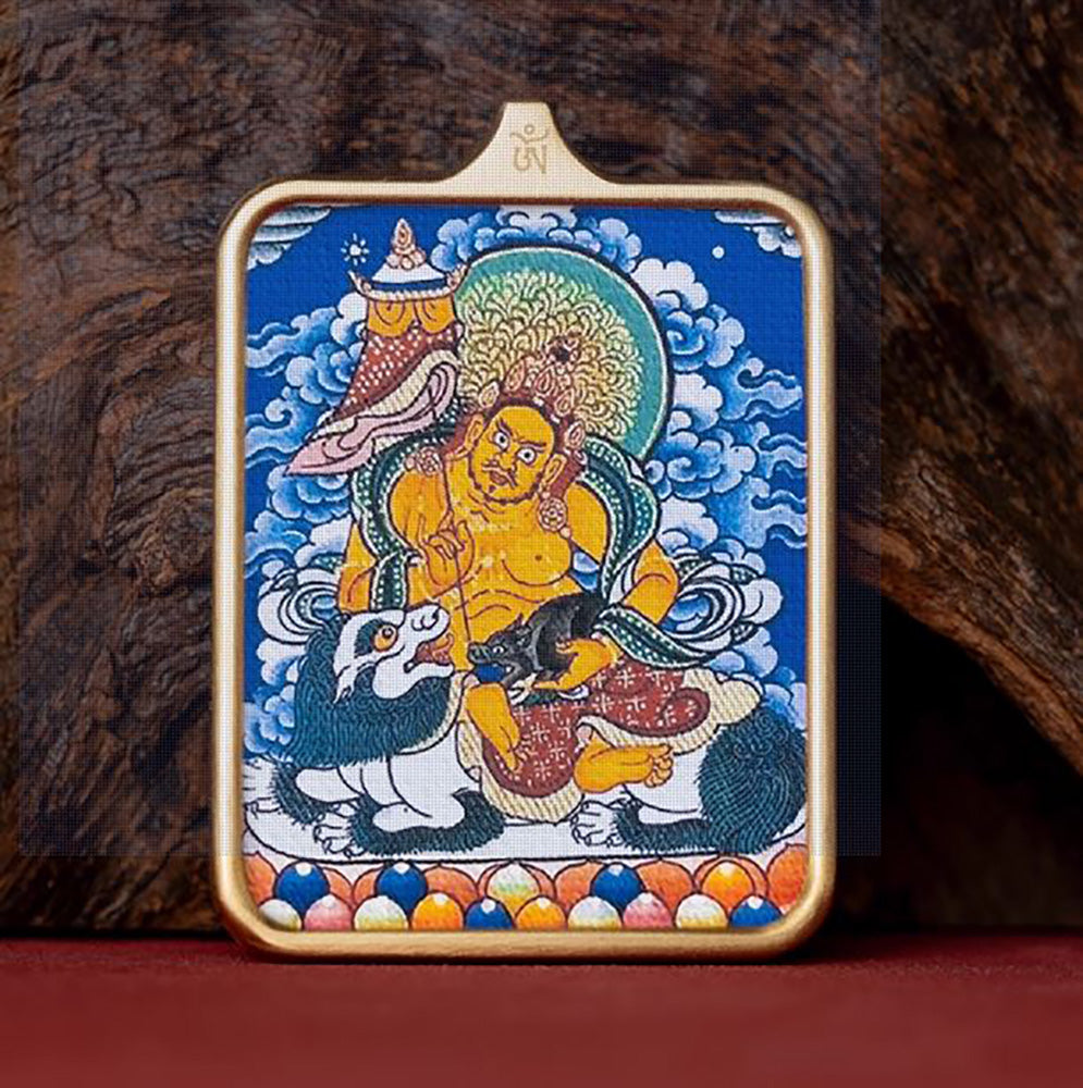 (Wealth & Prosperity) Vaishravana Tibetan Thangka Pendant Necklace