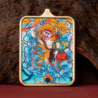 (Wealth & Health) White Jambhala Tibetan Thangka Pendant Necklace