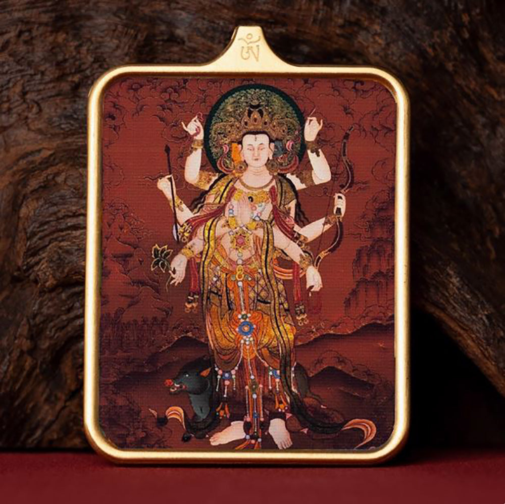 (Good Fortune & Protection) Marici Tibetan Thangka Pendant Necklace