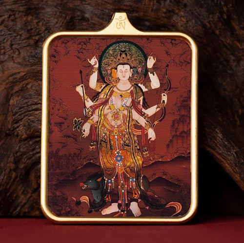 (Good Fortune & Protection) Marici Tibetan Thangka Pendant Necklace