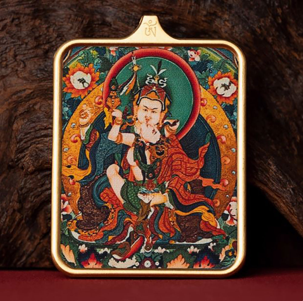 (Protection & Widsom) Guru Padmasambhava Tibetan Thangka Pendant Necklace