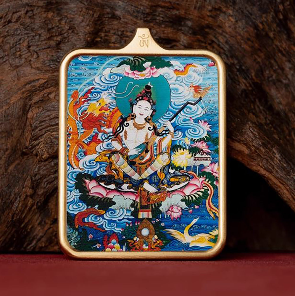 (Wisdom) Saraswati Devi Tibetan Thangka Pendant Necklace