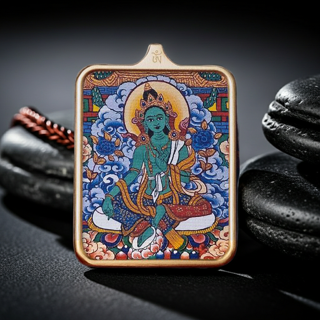 Green Tara Thangka Pendant – Protection, Healing & Prosperity