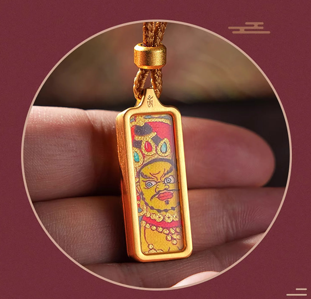 (Protection & Family) Green Tara Tibetan Thangka Small Pendant Necklace