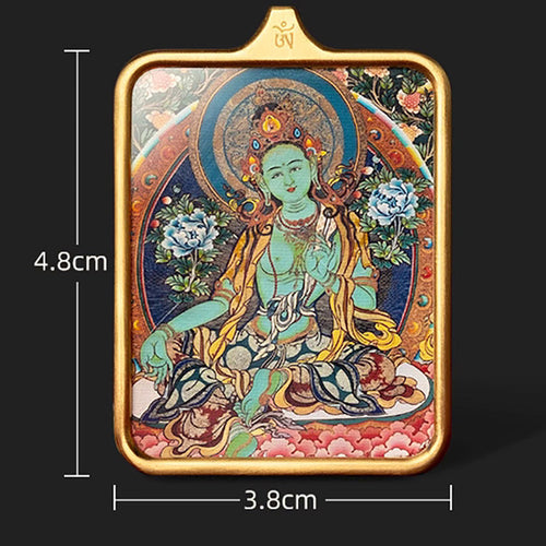(Good Fortune & Karmic) Cundi Bodhisattva Tibetan Thangka Pendant Necklace