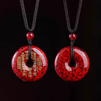 Vermilion & Gold Stamping Mountain Spirit Coin Necklace