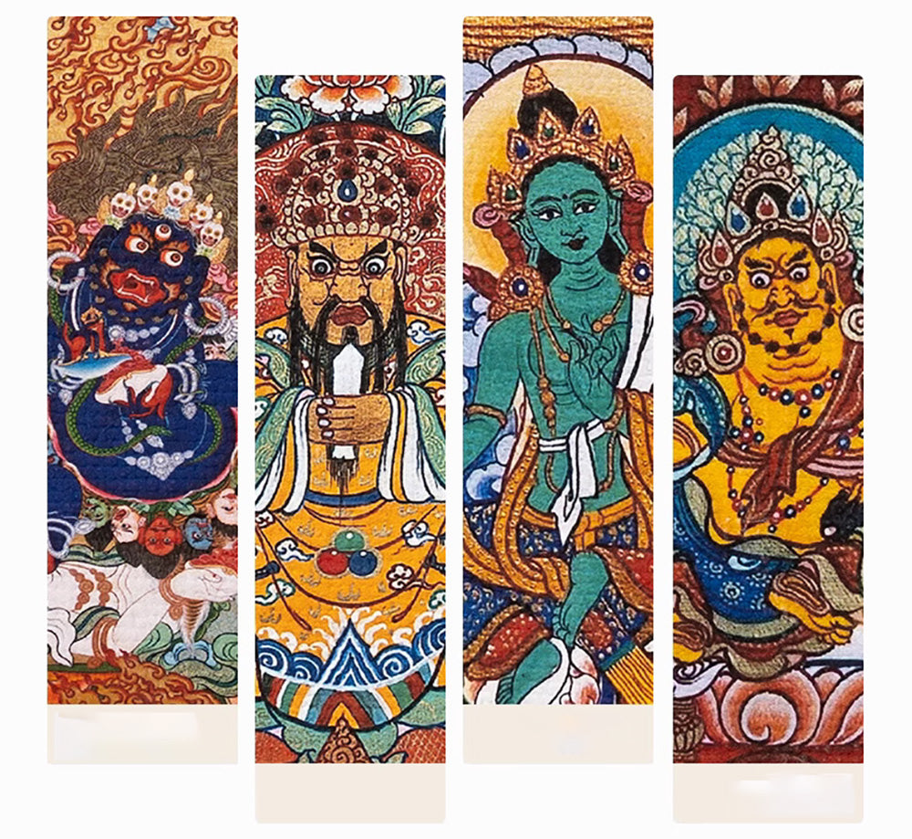 (Good Fortune & Protection) Six-Armed Mahakala Tibetan Thangka Pendant Necklace