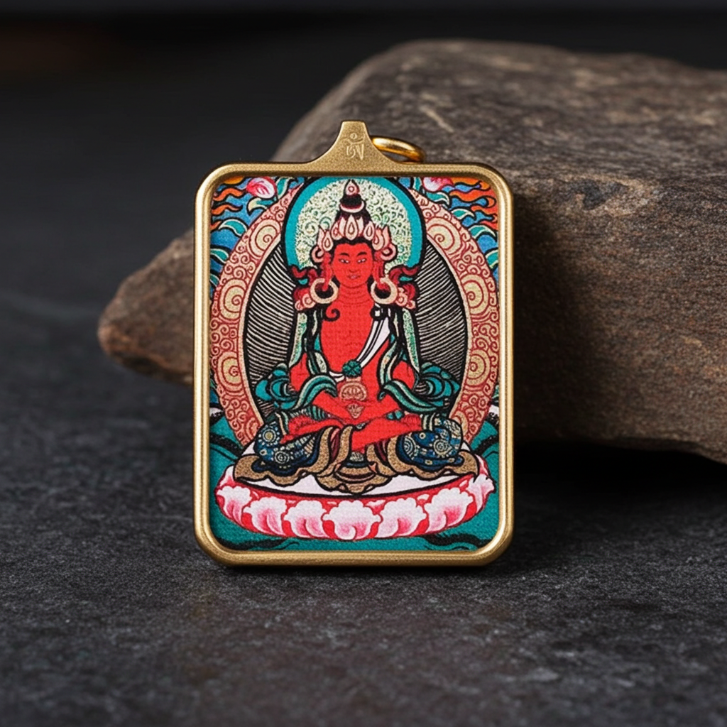 Amitayus Buddha Thangka Pendant for Longevity, Vitality & Holistic Wellness