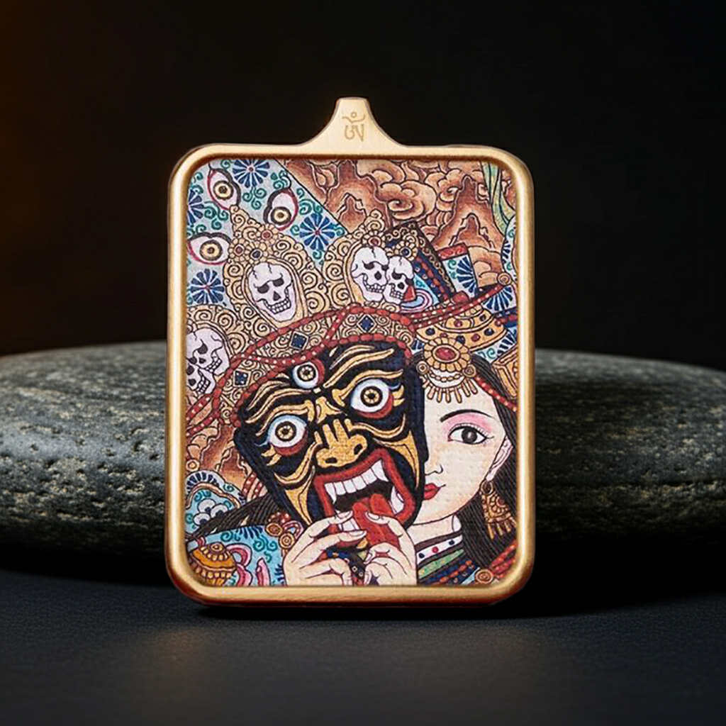 Zashi Lhamo Tibetan Thangka Pendant – Wealth, Protection & Prosperity