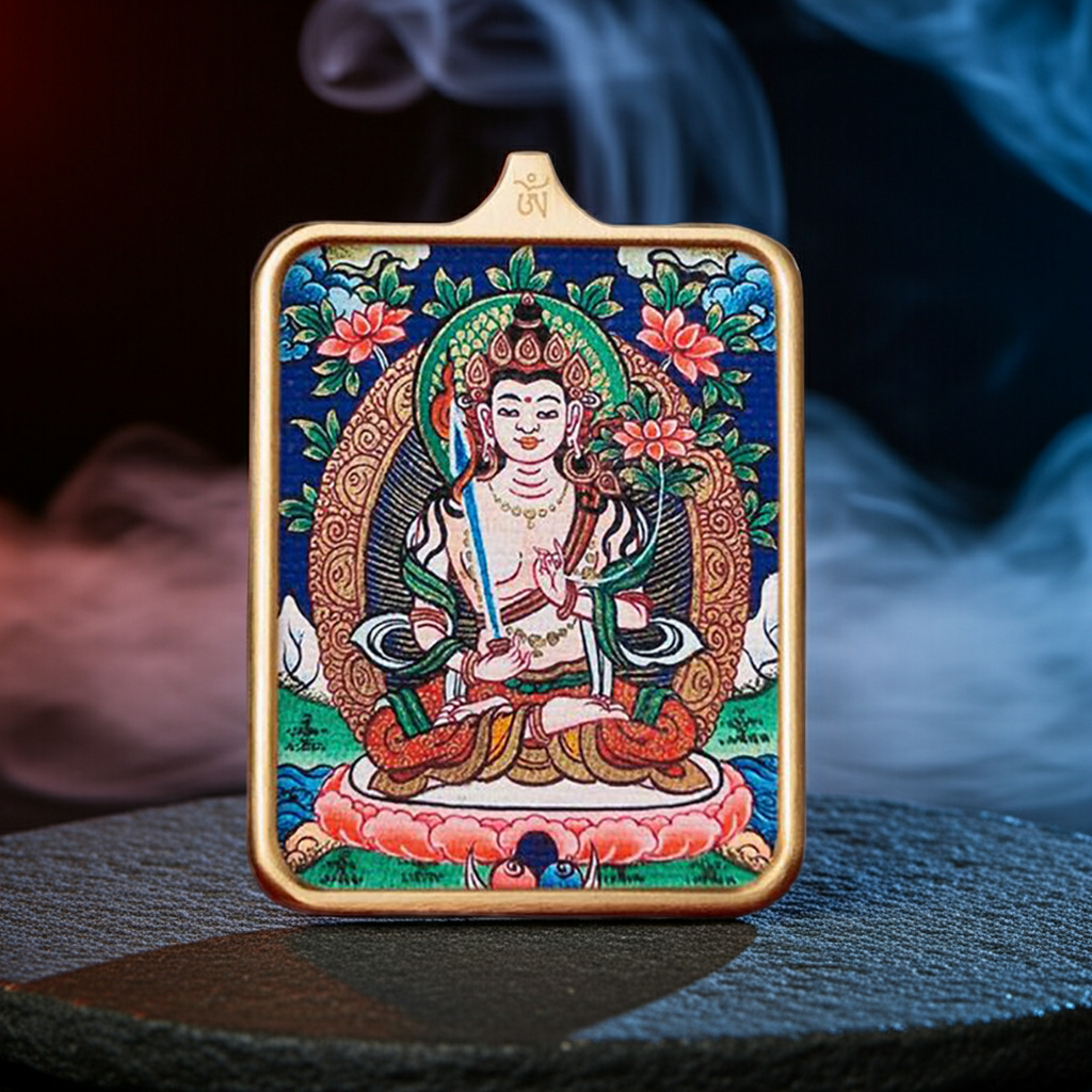 Akashagarbha Thangka Pendant – Wisdom, Prosperity & Success for Ox & Tiger