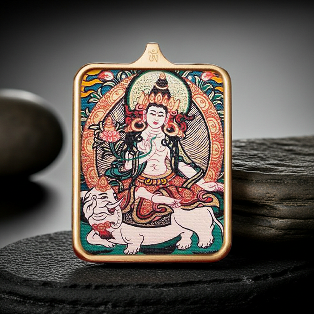 Samantabhadra Bodhisattva Thangka Pendant – Dragon & Snake Zodiac Spiritual Empowerment
