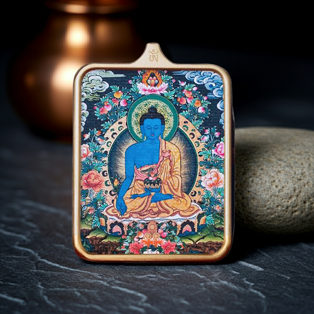 Medicine Buddha Thangka Pendant – Healing, Vitality & Karmic Purification