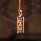 (Peace & Protection) (Chinese Zodiac Goat & Monkey) Vairocana Buddha Tibetan Thangka Small Pendant Necklace