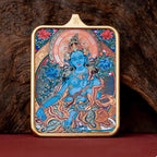 (Protection & Family) Green Tara Tibetan Thangka Pendant Necklace