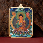 (Karmic Purification) (Chinese Zodiac Pig & Dog) Amitabha Buddha Tibetan Thangka Pendant Necklace