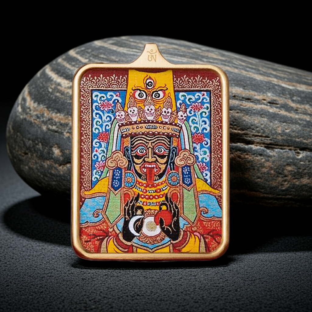 Zashi Lhamo Tibetan Thangka Pendant – Wealth, Protection & Prosperity